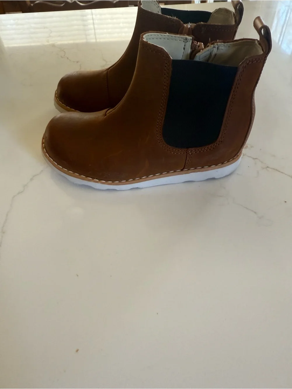 Clarks - Toddler Brown Leather Chelsea Boots - Classic Slip-On Style